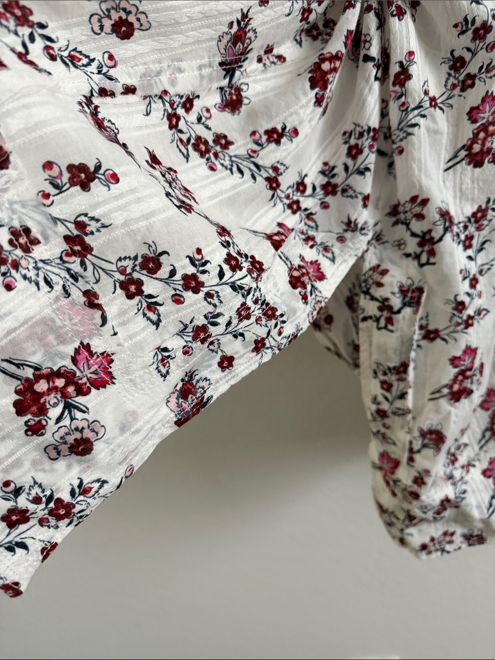 Pilcro White Floral Lace Pintuck Button-Down Shirt - Picture 8 of 9